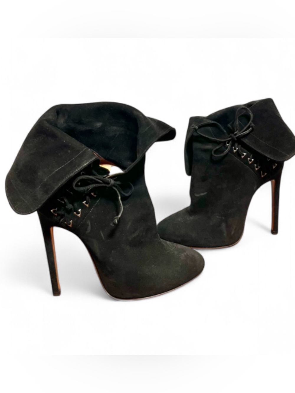 Alaia Black Suede Bootie Womens Size 37 made in Italy
